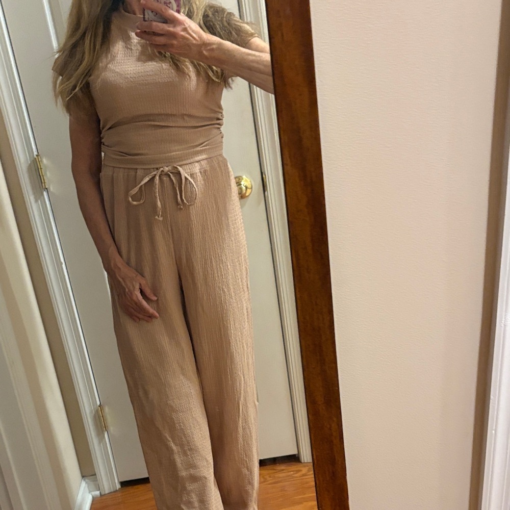 Tan Two piece pant set